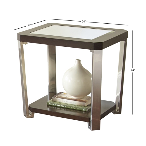 Bowery Hill Modern Mirror Top End Table in Espresso Chocolate