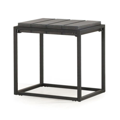 Bowery Hill Transitional Metal Base Mixed Media End Table in Gray