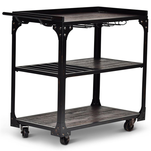 BOWERY HILL  Transitional Bar Cart In Tobacco And Black Frame In Brown