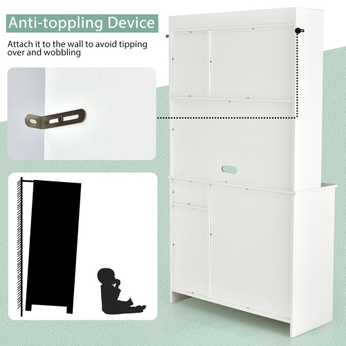 Costway 4-Door 71" Kitchen Buffet Pantry Storage Cabinet w/Hutch Adjustable Shelf