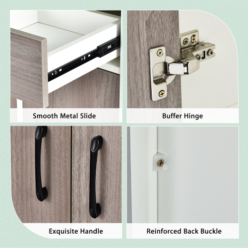 Costway 4-Door 71" Kitchen Buffet Pantry Storage Cabinet w/Hutch Adjustable Shelf