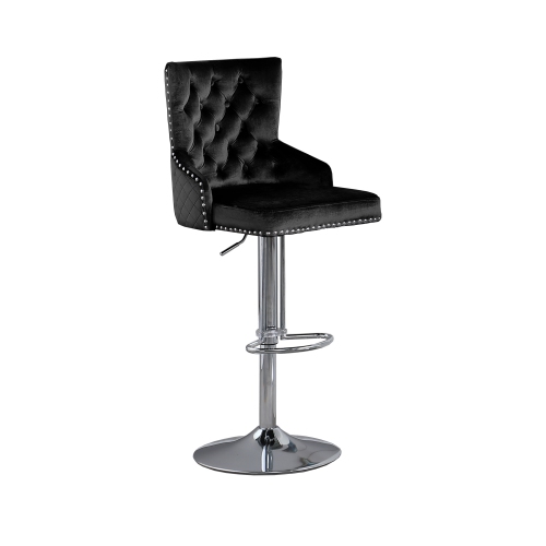 Leo Adjustable Bar Stool, Set of 2 in Black/Silver