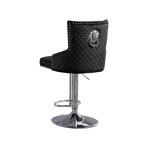 Leo Adjustable Bar Stool, Set of 2 in Black/Silver