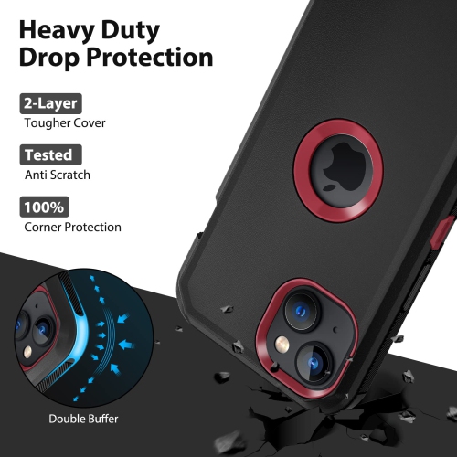 Jiunai for iPhone 14 Case, Shockproof Anti-Dust Heavy Duty Protection Protective Anti Scratch Dual Layer Raised Edge T