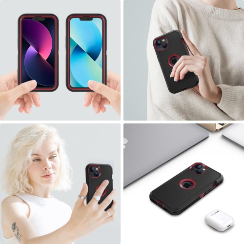 Jiunai for iPhone 14 Case, Shockproof Anti-Dust Heavy Duty Protection Protective Anti Scratch Dual Layer Raised Edge T