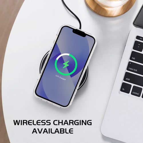 DUEDUE for iPhone 14 Case, Glitter Bling 3 in 1 Heavy Duty Hybrid Hard PC Transparent TPU Bumper Shockproof Full Body Protec