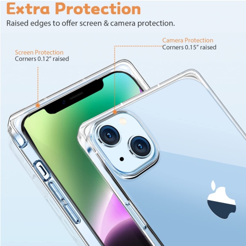 iDLike Square Case for iPhone 14 Plus, Clear Phone Case with Reinforced Square Shape Corners, Soft TPU Protective Shockproof
