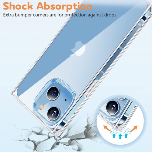 iDLike Square Case for iPhone 14 Plus, Clear Phone Case with Reinforced Square Shape Corners, Soft TPU Protective Shockproof