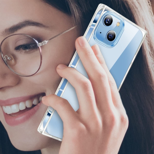 iDLike Square Case for iPhone 14 Plus, Clear Phone Case with Reinforced Square Shape Corners, Soft TPU Protective Shockproof