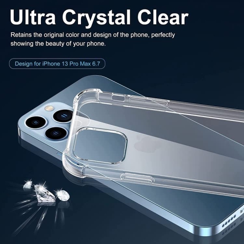 iPhone 14 - Crystal Clear Case, Shockproof Thin TPU Case, 1.5mm Thin, Anti Yellowing, Slim Transparent TPU Phone Case, Clear