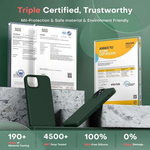 TOCOL 5 in 1 for iPhone 14 Case, with 2 Pack Screen Protector + 2 Pack Camera Lens Protector, Slim Liquid Silicone Phone C