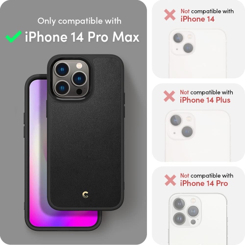 iPhone 14 Pro Max Case Magsafe, iPhone 14 Pro Max Case Leather with MagSafe (Premium Vegan Leather) and Full Body Protection - Black