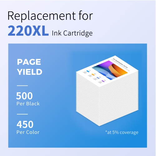 EPSON T220 Ink | MYCARTRKDGE Remanufatured High Capacity Black & Standard Color -Cartridge 10- Pack