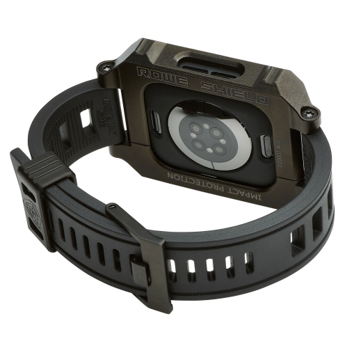 Rowe Tactical - Rowe Shield Apple Watch Case for Series 4/5/6/SE, Size 44mm with ISOFrane Band - CNC Machined 6061 Aluminum, PVD Black