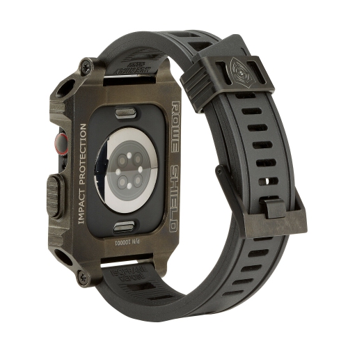 Rowe Tactical - Rowe Shield Apple Watch Case for Series 4/5/6/SE, Size 44mm with ISOFrane Band - CNC Machined 6061 Aluminum, PVD Black