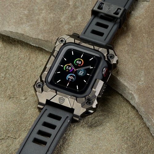 Rowe Tactical - Rowe Shield Apple Watch Case for Series 4/5/6/SE, Size 44mm with ISOFrane Band - CNC Machined 6061 Aluminum, PVD Black