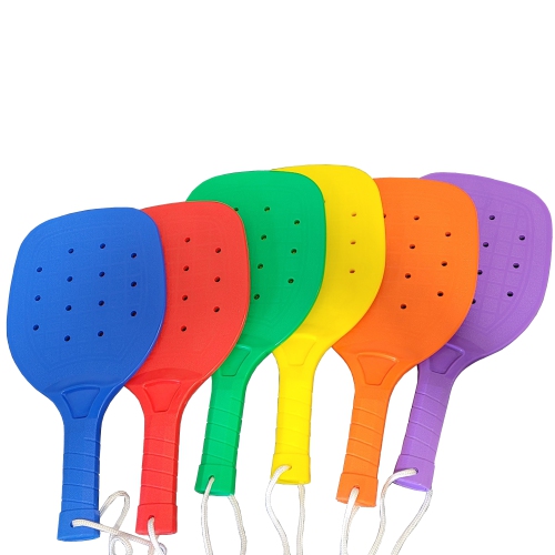 PRISP Set of Pickleball Racquets - 6 Coloured Sturdy Plastic Paddles