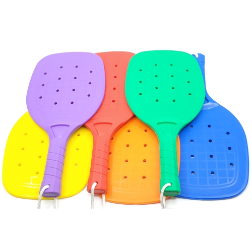 PRISP Set of Pickleball Racquets - 6 Coloured Sturdy Plastic Paddles