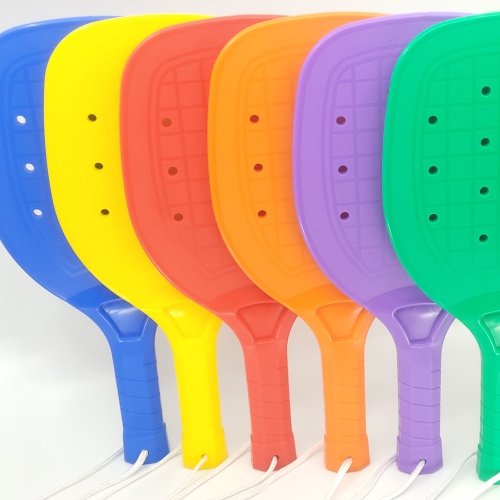 PRISP Set of Pickleball Racquets - 6 Coloured Sturdy Plastic Paddles