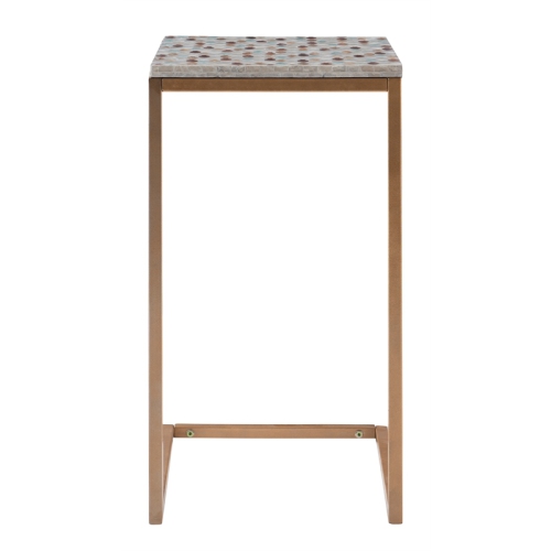 Riverbay Furniture Capiz Fish Mosaic Metal Accent C Table in Gold