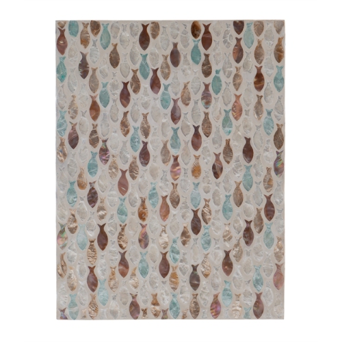 Riverbay Furniture Capiz Fish Mosaic Metal Accent C Table in Gold