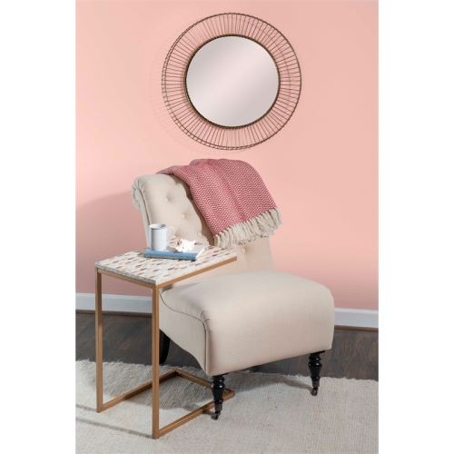 Riverbay Furniture Capiz Fish Mosaic Metal Accent C Table in Gold