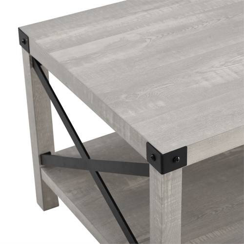 Bowery Hill Modern Farmhouse Coffee Table in Stone Gray Finish