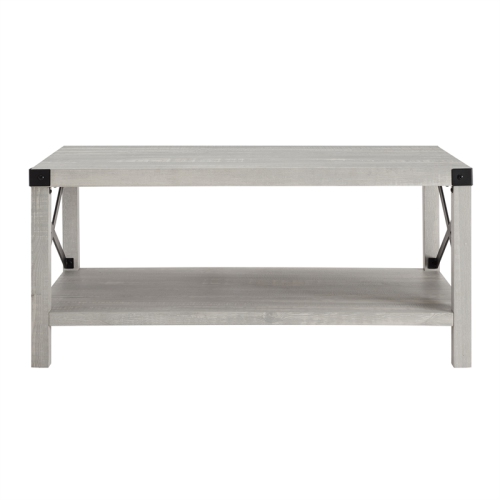 Bowery Hill Modern Farmhouse Coffee Table in Stone Gray Finish