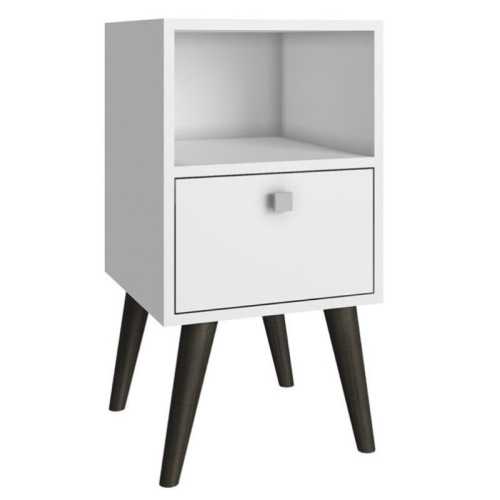 BOWERY HILL  Contemporary Wood End Table In White