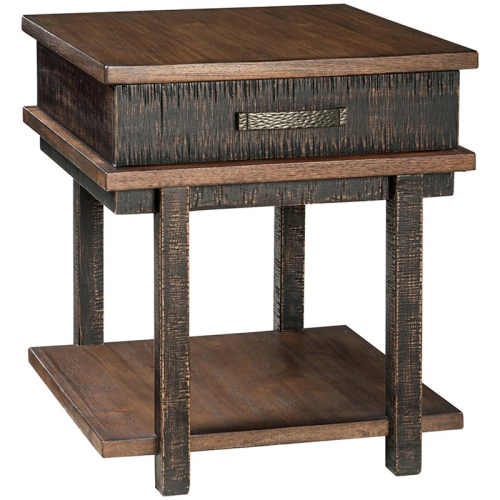 BOWERY HILL  1 Drawer End Table In Black And Brown