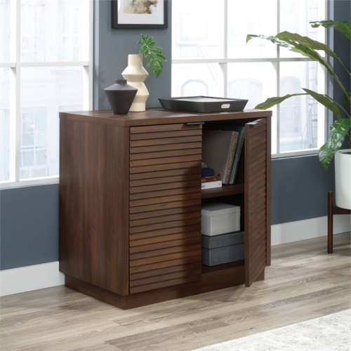 Pemberly Row 2 Door Wooden Utility Stand Storage Cabinet in Spiced Mahogany