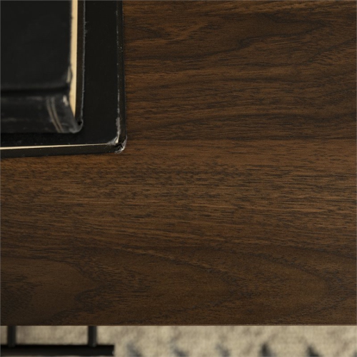 Pemberly Row 18" Single Drawer Hairpin Leg Bedroom Nightstand in Dark Walnut