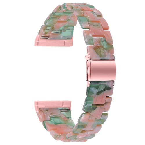 StrapsCo Marble Resin Band Bracelet Strap With Clasp for Fitbit Sense - Pink & Green