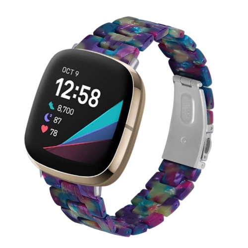 StrapsCo Marble Resin Band Bracelet avec fermoir pour Fitbit Sense - Multicouleur foncé