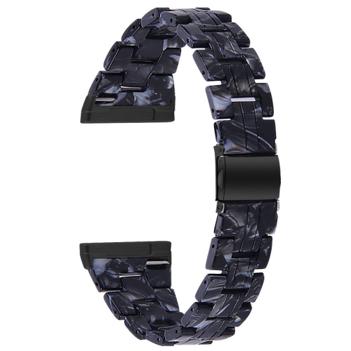 StrapsCo Marble Resin Band Bracelet Strap With Clasp for Fitbit Sense - Black Marble