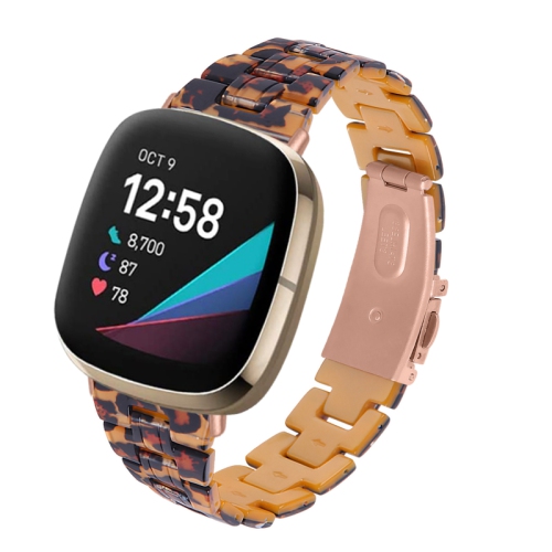 STRAPSCO  Marble Resin Band Bracelet Strap With Clasp for Fitbit Sense - Leopard In Multicolor