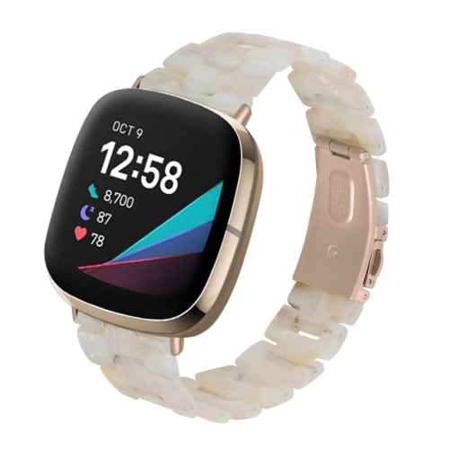 STRAPSCO  Marble Resin Band Bracelet Strap With Clasp for Fitbit Sense - Off-White Marble In Multicolor
