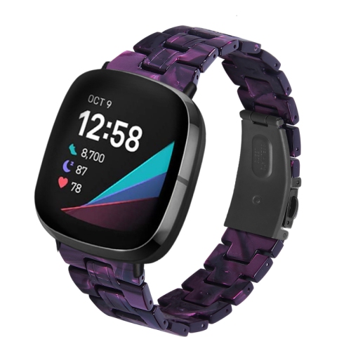 STRAPSCO  Marble Resin Band Bracelet Strap With Clasp for Fitbit Sense - In Purple