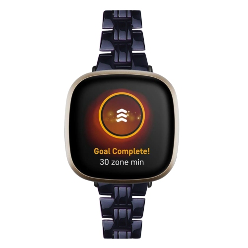 StrapsCo Marble Resin Band Bracelet Strap With Clasp for Fitbit Sense - Pure Black