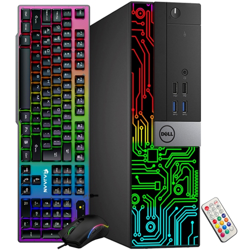 Refurbished - Dell OptiPlex Customized RGB Lights Gaming Computer PC Intel i5 Quad-Core Processor GeForce GT 1030 2GB 16GB RAM 256GB SSD Windows 10