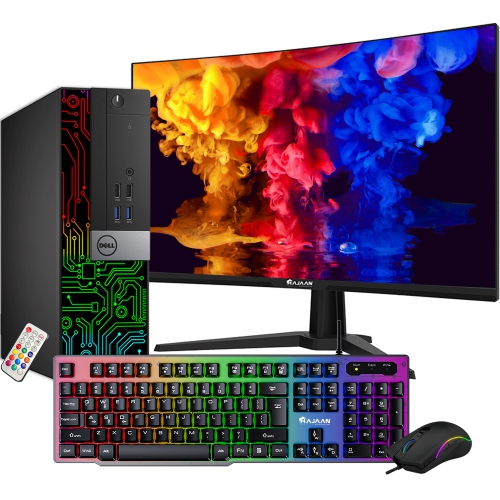 Refurbished - Dell OptiPlex Computer with 27 Inch Gaming Monitor i7 6700 3.4 GHz NVIDIA GT 1030 2GB 16GB RAM 512GB SSD Win 10 Pro WIFI, HAJAAN