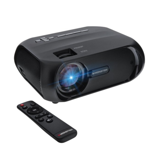 Monster image pro projector with 100 inch portable screen, remote control