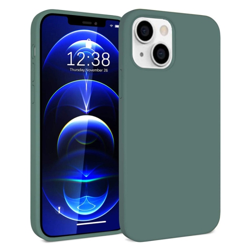 【CSmart】 Slim Soft Liquid Silicone Gel Rubber Case Back Cover for iPhone 15 / 14, Midnight Green
