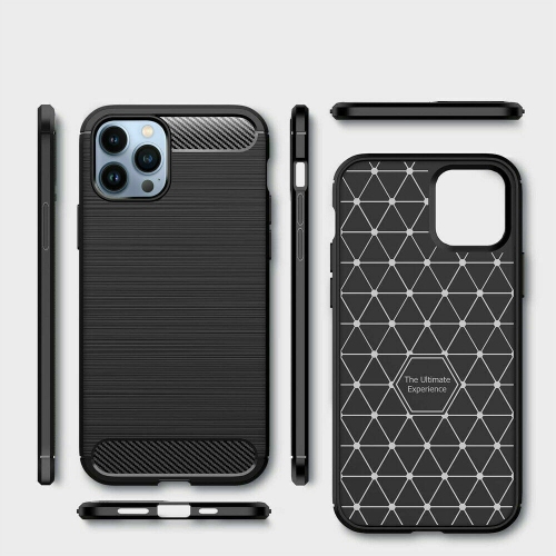 SuperShield Black Brushed Metal Case for Apple iPhone 14 Carbon Fiber Soft Shockproof Cover