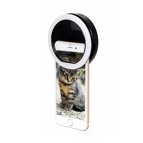 Elink EK814 Rechargeable Clip-On Selfie 30 LED Ring Light, Black