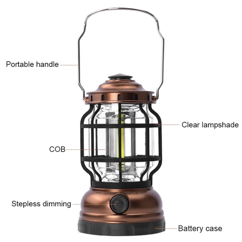 RCA RFL5018 - Dimmable Camping Lantern, 280 Lumens Led 3 COB, Weather Resistant