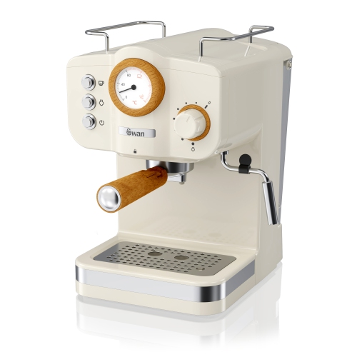 Swan Nordic SK22111WHTN Espresso Maker Machine, 15 Bars Pressure, Milk Frother, 1.2L Tank, White