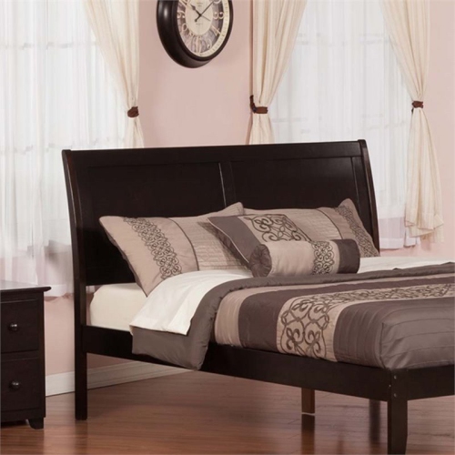 AFI Portland Queen Solid Wood Sleigh Headboard with Device Charger in Espresso