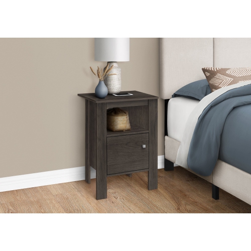 Monarch Specialties I 2145 Accent Table - Brown Oak Night Stand With Storage