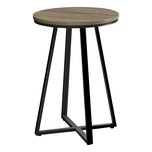 Monarch Specialties I 2177 Accent Table - 22"H / Dark Taupe / Black Metal